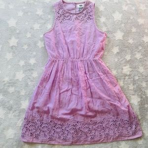 Lavender Eyelet Fit & Flare Sleeveless Dress from Old Navy (size: XL 14Y)